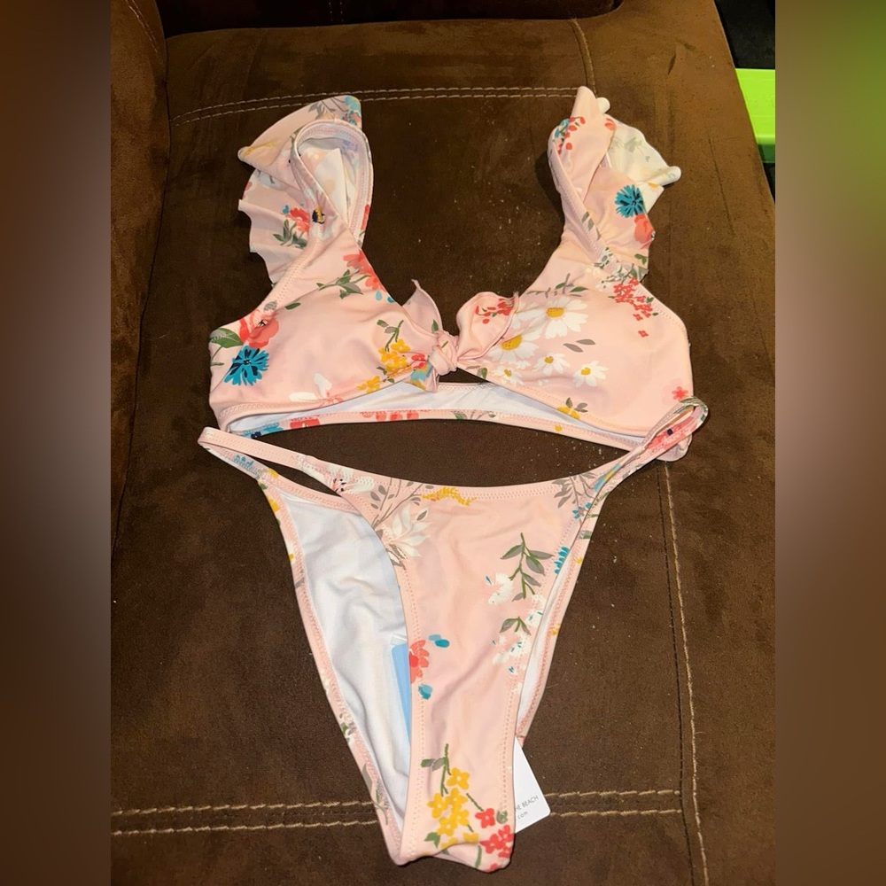 Floral Bikini Set with Ruffle Sleeves